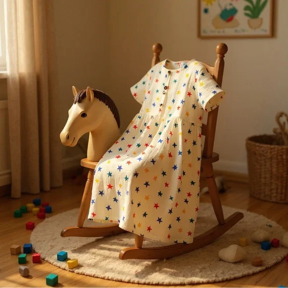 Bobo Choses Stars All Over 100% Organic Cotton Dress Age 8-9 - Picture 3 of 7